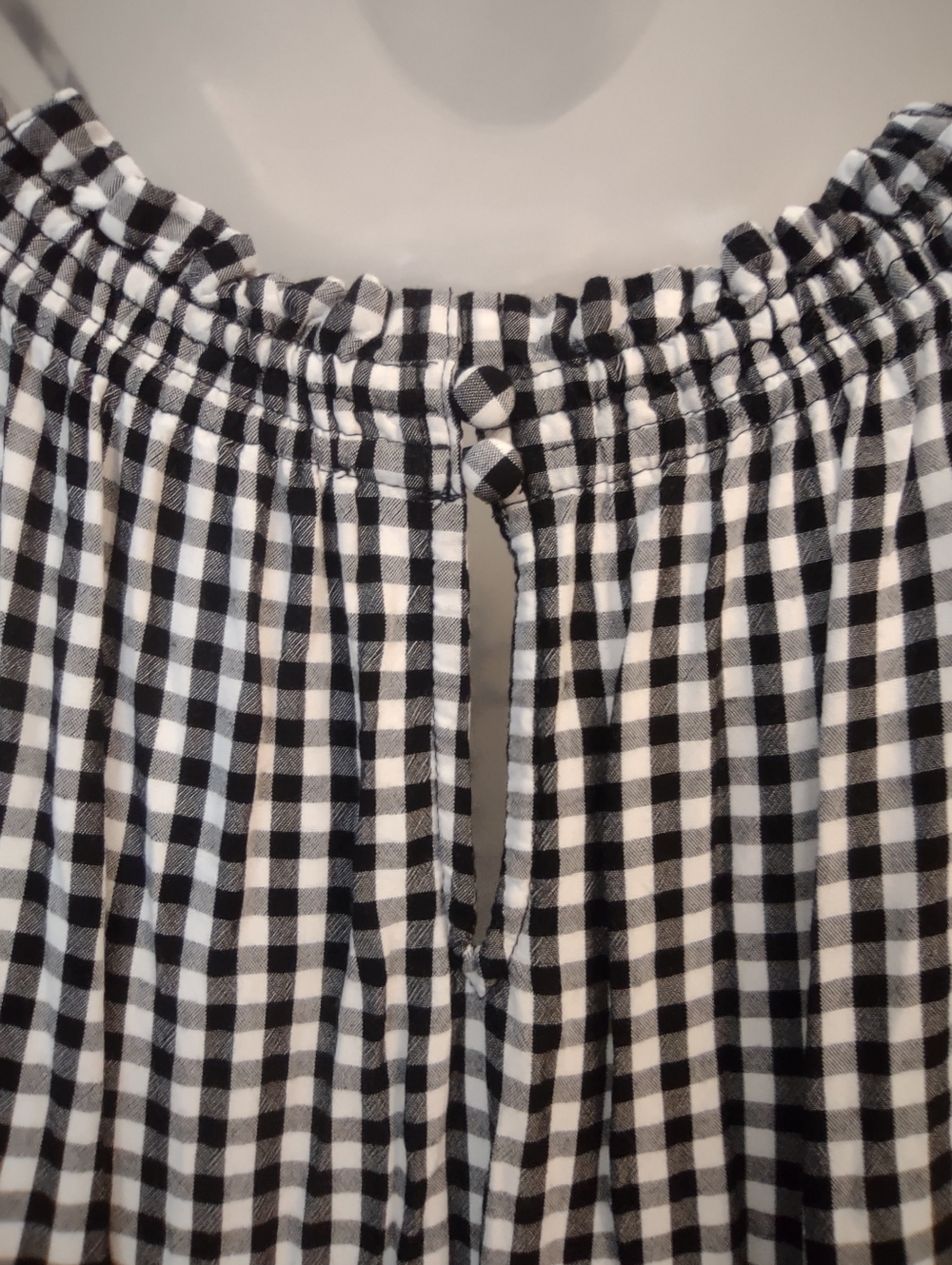 LOFT Black White Gingham Halter Top Peplum Blouse with Keyhole Back - Size M - Picture 9 of 10